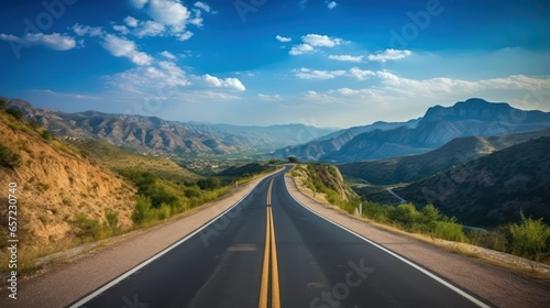 Asphalt road in the mountains. Landscape