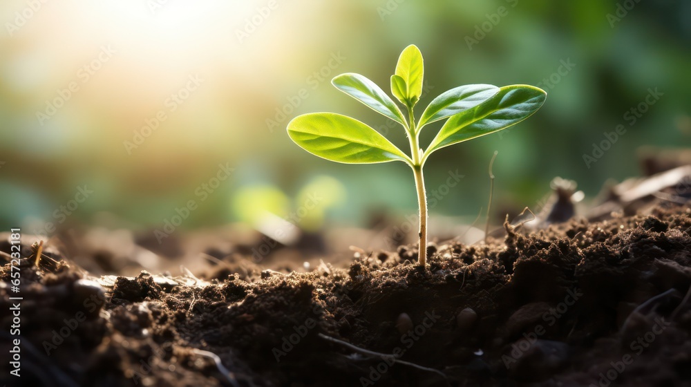Green seedling illustrating concept of new life and natural growing from seed Green seedling illustrating concept of new life and natural growing from seed