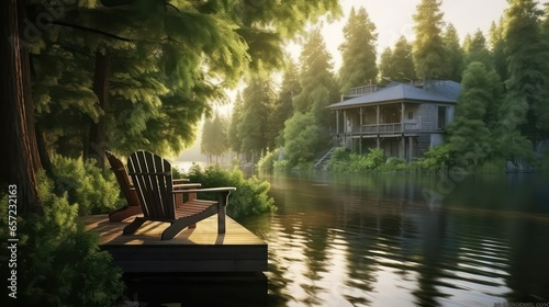 Wooden house on the lake in the forest. Wooden house on the lake.