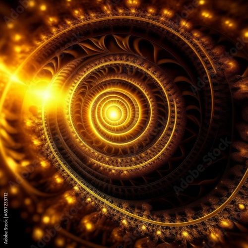 Fiery golden spiral fractal.
