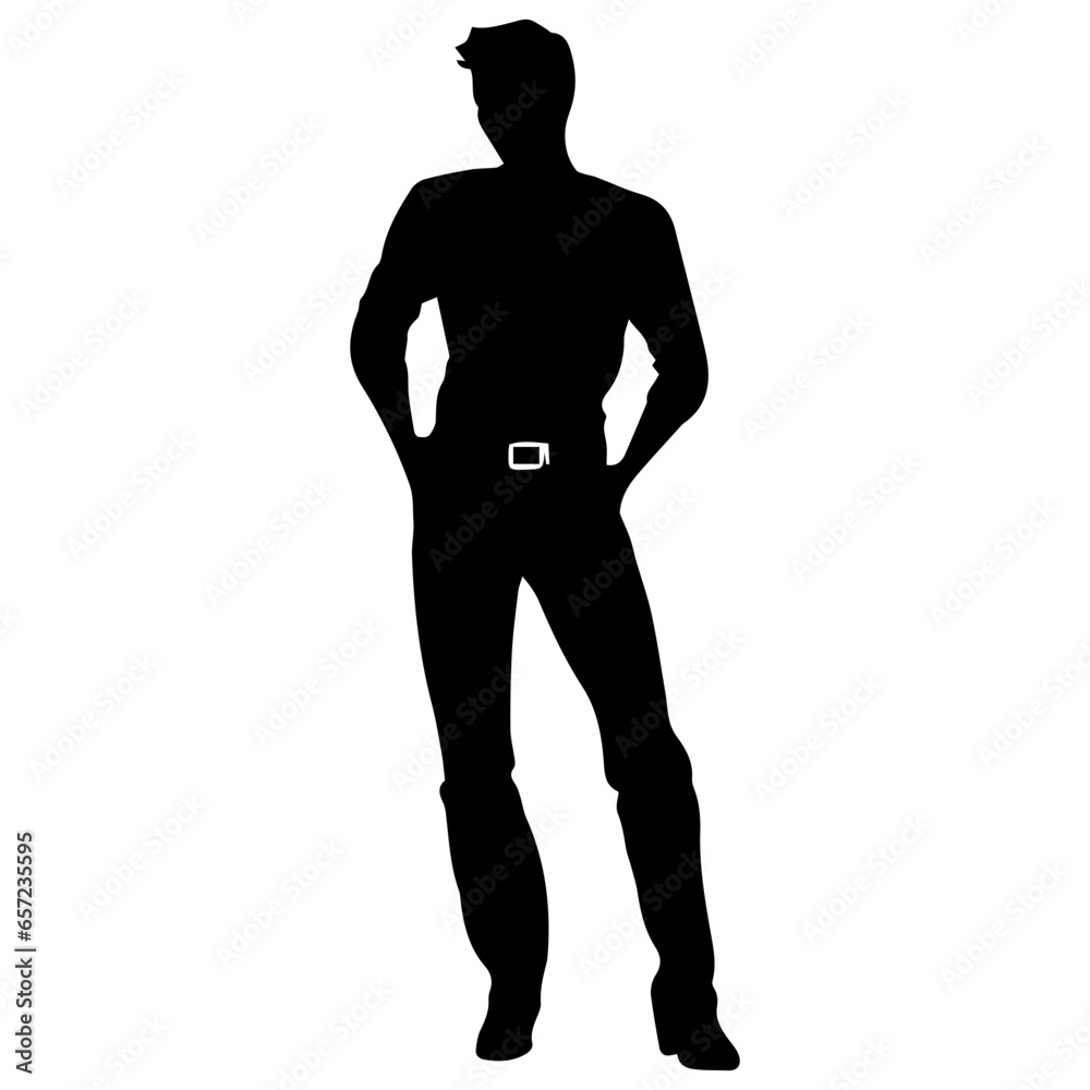 Vector silhouette of a man in a business suit standing, black color isolated on a white background Vector silhouette of a man in a business suit standing, black color isolated on a white background