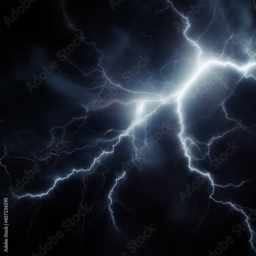 Flash of lightning on dark background. Thunderstorm. Pure energy