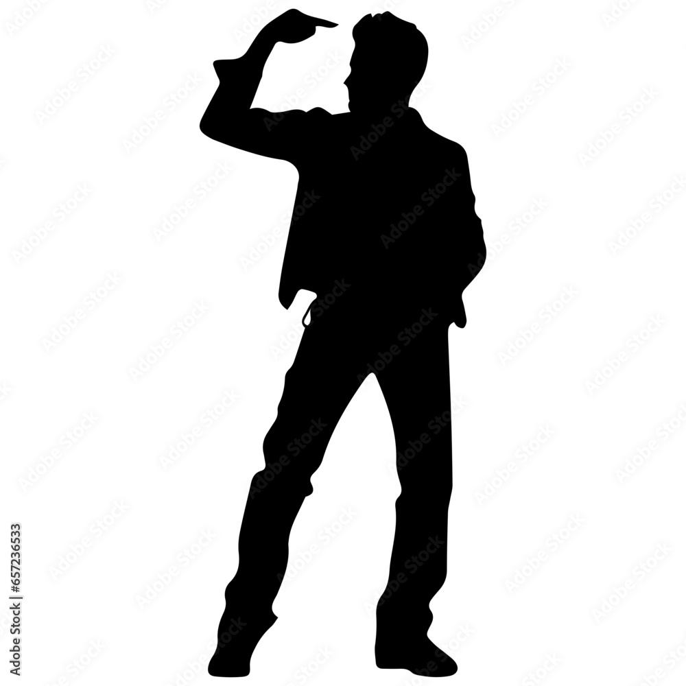 Vector silhouette of a man in a business suit standing, black color isolated on a white background Vector silhouette of a man in a business suit standing, black color isolated on a white background