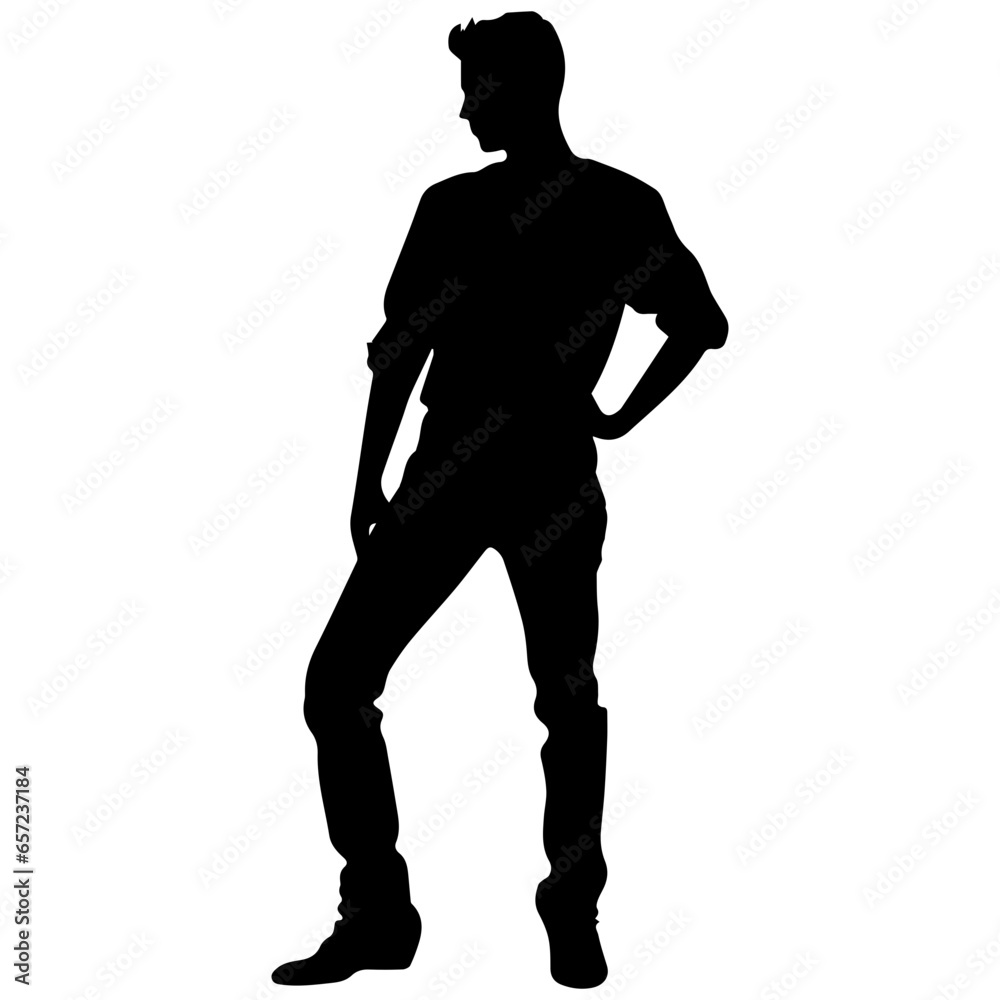 Vector silhouette of a man in a business suit standing, black color isolated on a white background Vector silhouette of a man in a business suit standing, black color isolated on a white background
