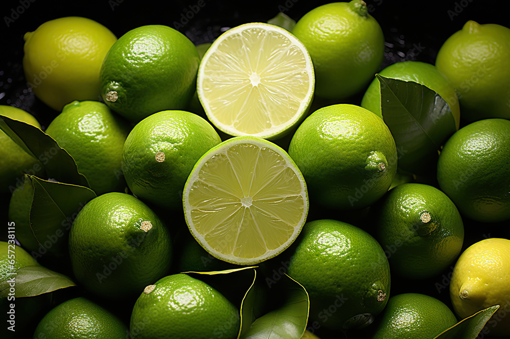 Citrus Medley Fresh Lemons and Limes - Vibrant Colors and Zesty Flavors in One Frame. created with Generative AI Citrus Medley Fresh Lemons and Limes - Vibrant Colors and Zesty Flavors in One Frame. created with Generative AI
