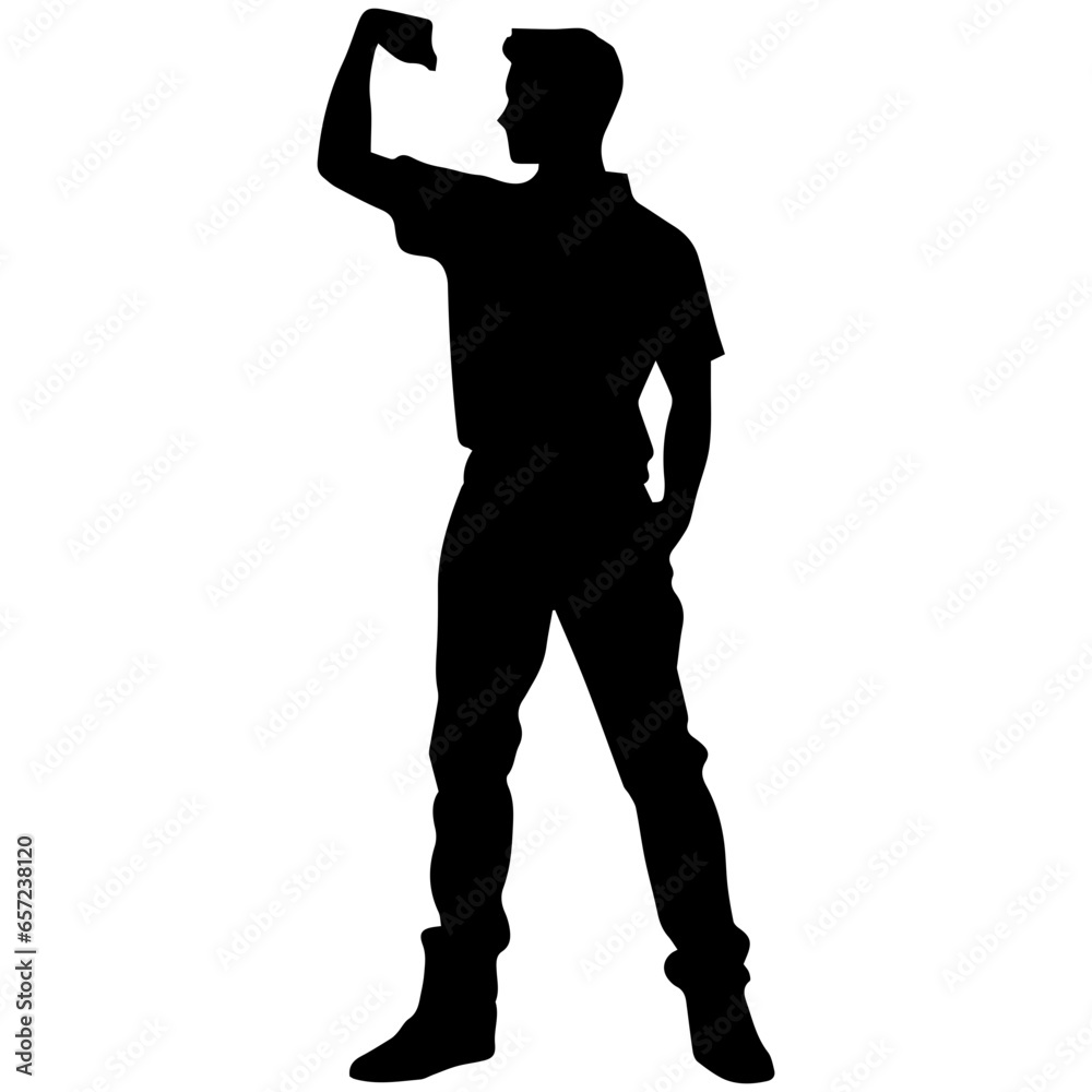 Vector silhouette of a man in a business suit standing, black color isolated on a white background Vector silhouette of a man in a business suit standing, black color isolated on a white background