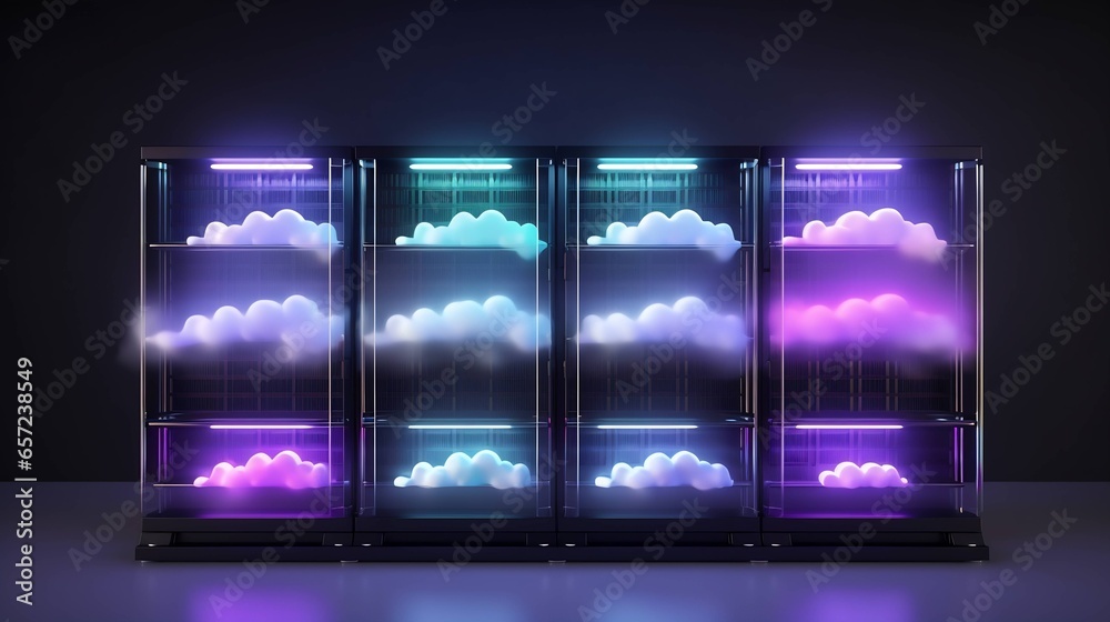 Obraz premium Technology, cloud server, virtualization, scalability, cloud computing, data storage, remote access, cloud deployment, cloud infrastructure, cloud hosting, cloud management, network