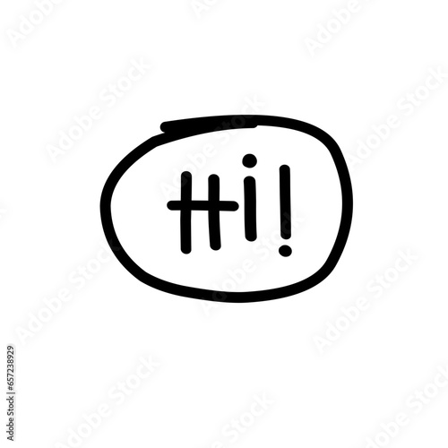 hi doodle hand drawn speech bubble