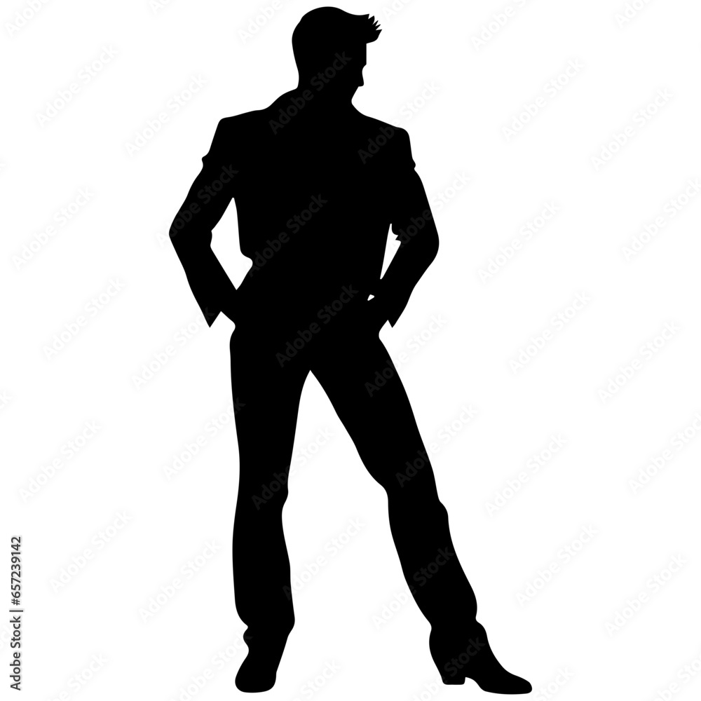Vector silhouette of a man in a business suit standing, black color isolated on white background Vector silhouette of a man in a business suit standing, black color isolated on white background