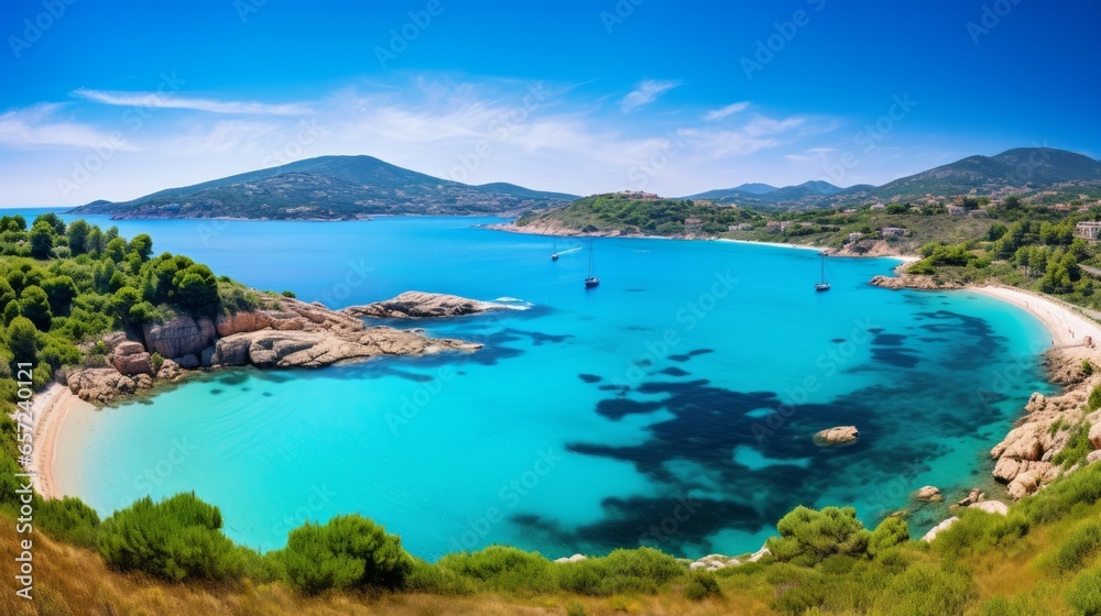 Remarkable view of Palombaggia and Tamaricciu beaches. Famous travel destination. Location: Porto-Vecchio, Corsica, France, Europe Remarkable view of Palombaggia and Tamaricciu beaches. Famous travel destination. Location: Porto-Vecchio, Corsica, France, Europe