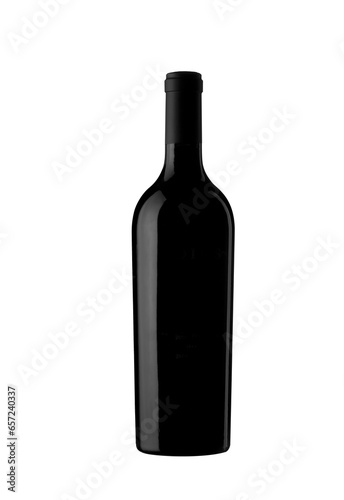 Red bottle of wine 750ml with clipping path