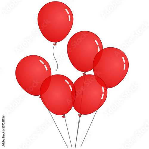 Red balloons Bottom to top. Group red, claret, pink, escaping baloon. Color ballon floating up. For valentines day, Christmas party, love, birthday, celebration, holiday, carnival. Illustration vector