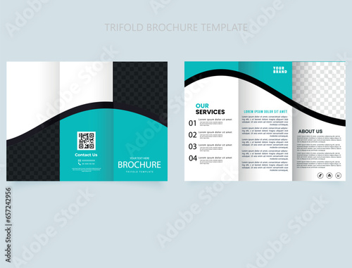 Corporate business trifold brochure template. Vector editable template.