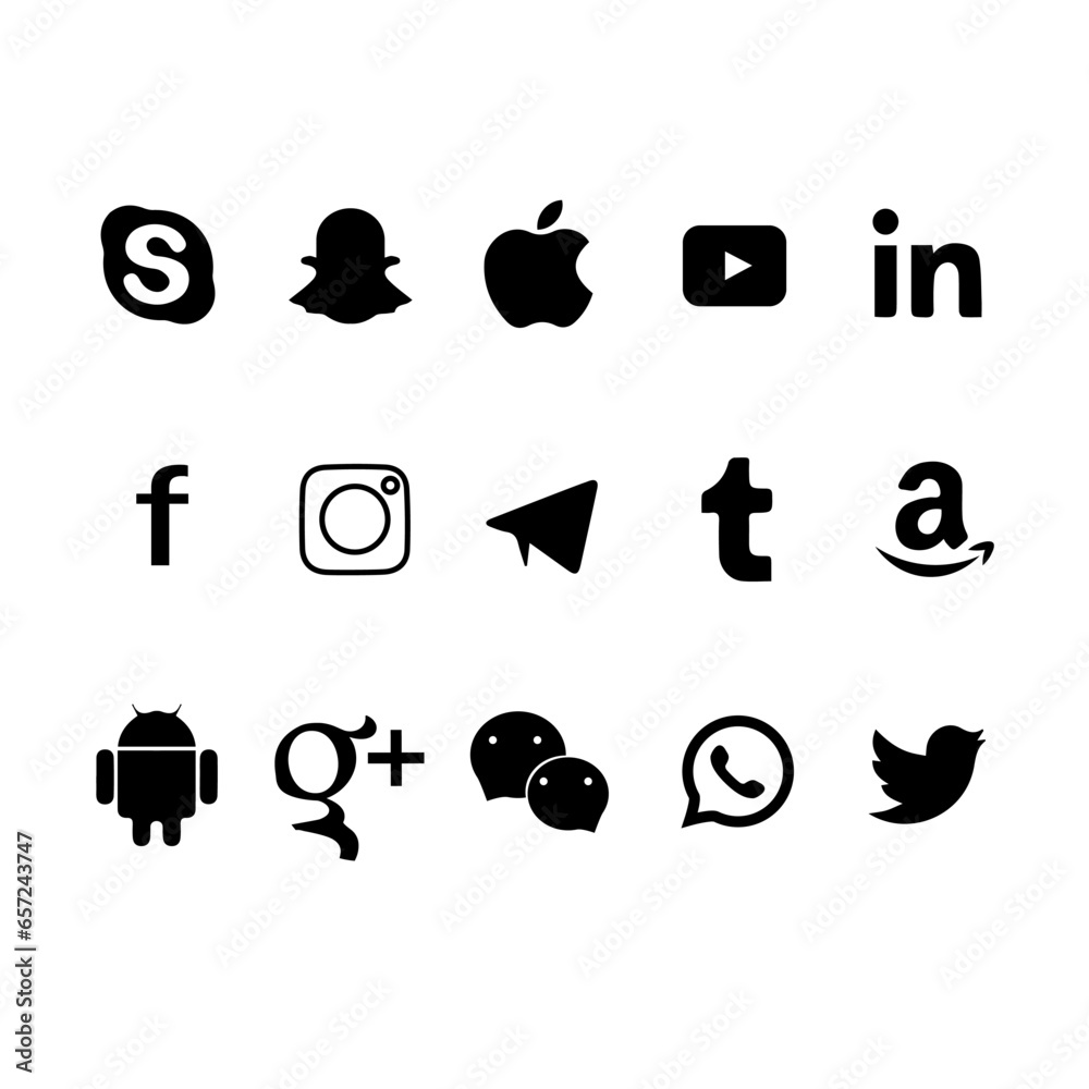 Collection Of Popular Social Media Icon With Contact Icontwitter Facebookinstagram Youtube 0004