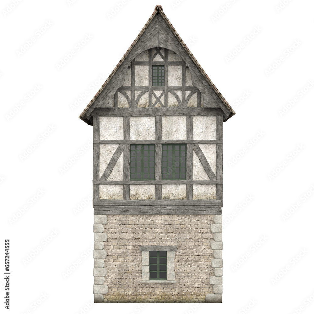Obraz premium 3d rendering illustration medieval building house fantasy construction isolated