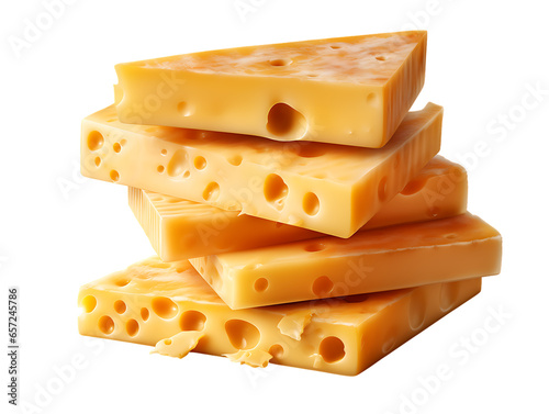 Cheddar cheese slice Isolated on white background  photo