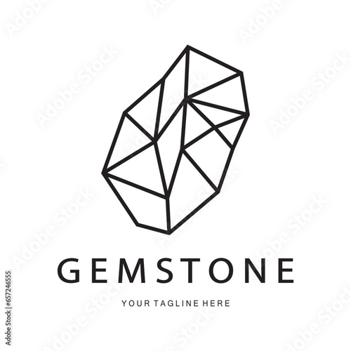 Luxury Polygon Diamond Crystal Line Art,Gem,Gemstone Emerald,Jade,Diamond, Gold, and Precious Jewelry Logo Design
