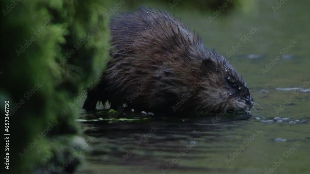 muskrat is coming out of the water muskrat is coming out of the water