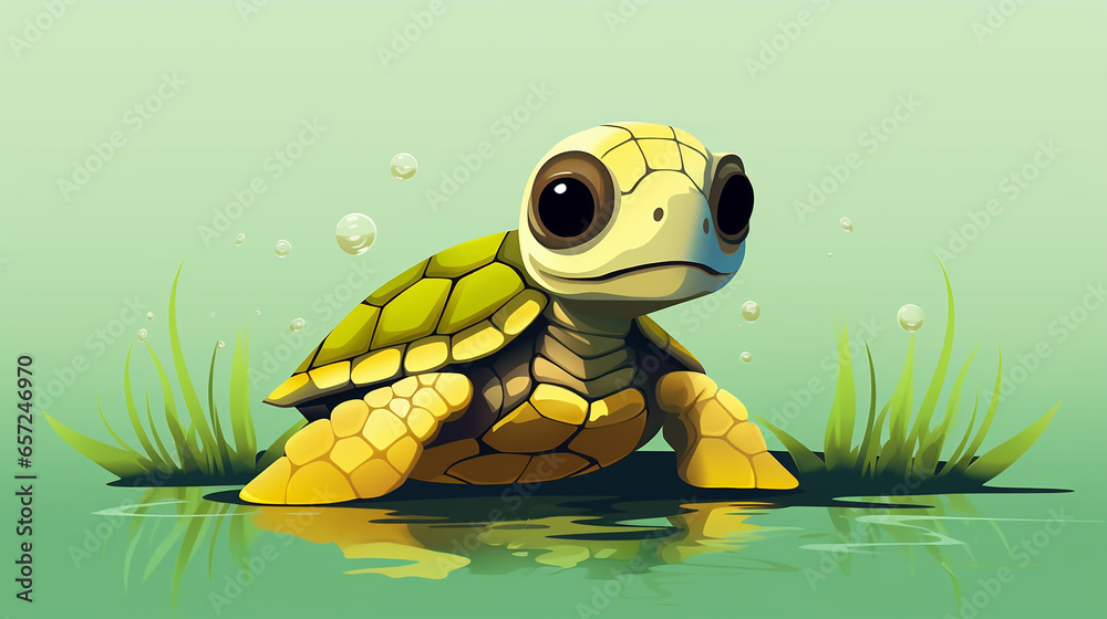 Fototapeta premium Vectorized Baby Turtle Drawing
