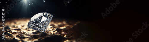 Diamond cristall with little shining effekt, on golden ground photo
