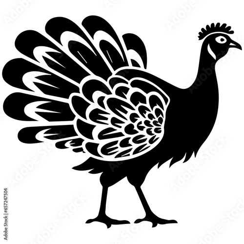 Silhouette turkey on white background. Farm animals collection. Icon