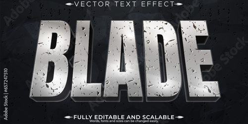 Blade metallic text effect, editable forest and warrior text style