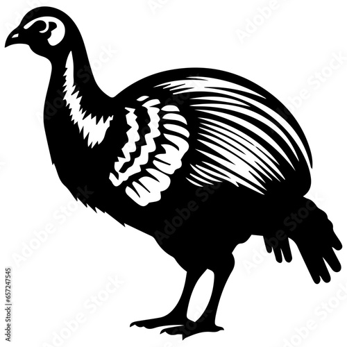 Silhouette turkey on white background. Farm animals collection. Icon