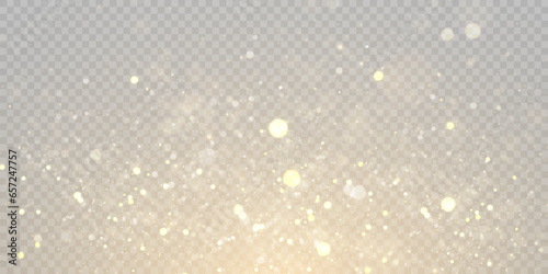 Light effect with lots of shiny bokeh highlights on transparent background for Christmas New Year design.