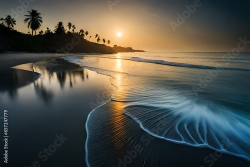 sea view with beach generated by AI technology