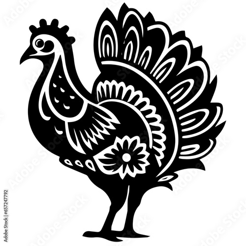 Silhouette turkey on white background. Farm animals collection. Icon