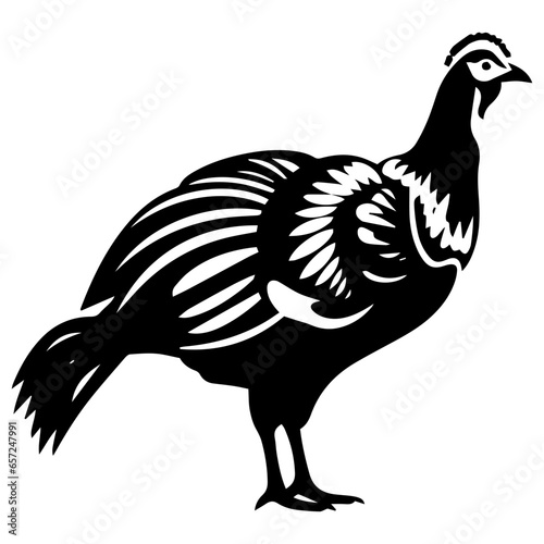 Silhouette turkey on white background. Farm animals collection. Icon