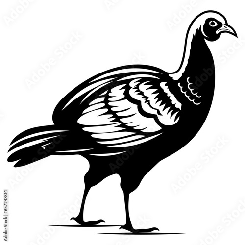 Silhouette turkey on white background. Farm animals collection. Icon