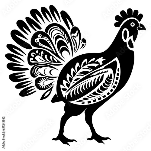 Silhouette turkey on white background. Farm animals collection. Icon