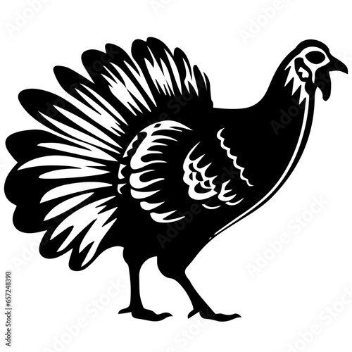Silhouette turkey on white background. Farm animals collection. Icon