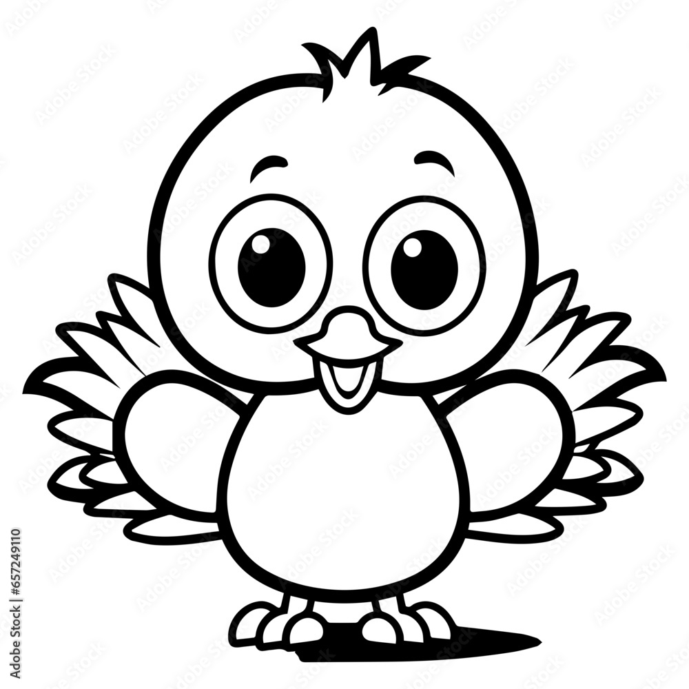 Silhouette turkey on white background. Farm animals collection. Icon