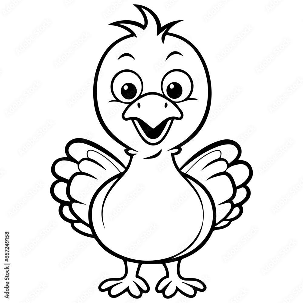 Fototapeta premium Silhouette turkey on white background. Farm animals collection. Icon