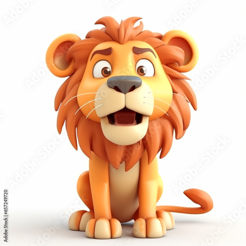 Lion  funny cute lion 3d illustration on white  unusual avatar  cheerful animal