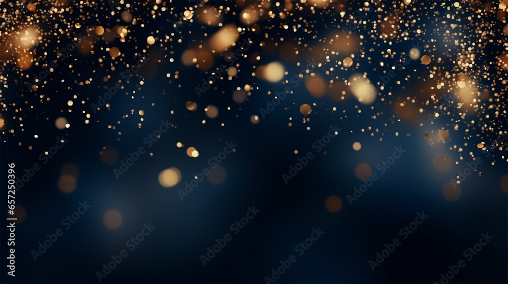 Abstract background with Dark blue and gold particle. - obrazy, fototapety, plakaty 