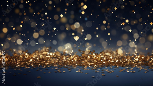 Abstract background with Dark blue and gold particle.
