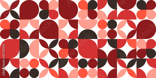 Geometric trendy pattern, Bauhaus style. Modern colorful background with simple elements. Retro texture with basic geometric shapes. Print design, minimalist poster cover. Vector illustration