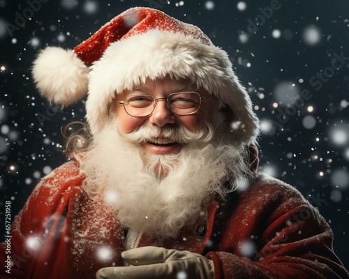 Santa Claus merry . Christmas holiday. Magical realistic close-up view. For poster postcard and advertisement. Creative illustration