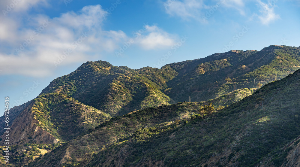 Green mountain range of Santa Catalina Island in California