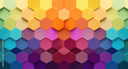 Abstract background with rainbow hexagon tiles