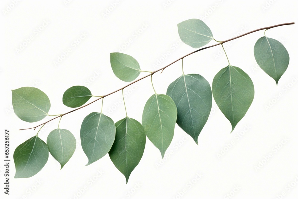 isolated eucalyptus leaves. Generative AI