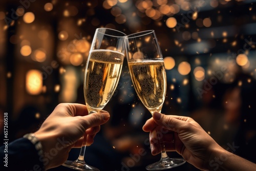 People celebrate with wine  clinking glasses in a festive atmosphere  toasting to happiness and success.