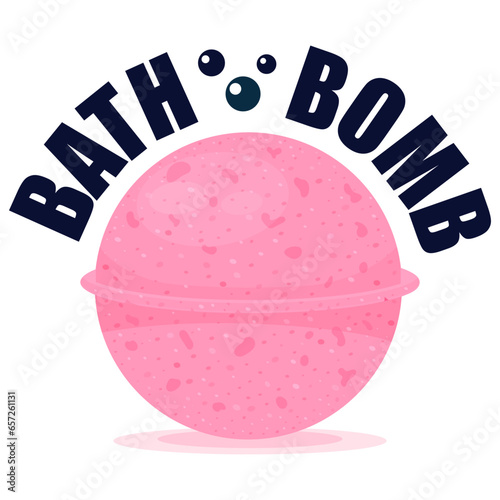 Cartoon bath bomb vector illustration. Pink bath bomb isolated on white background.