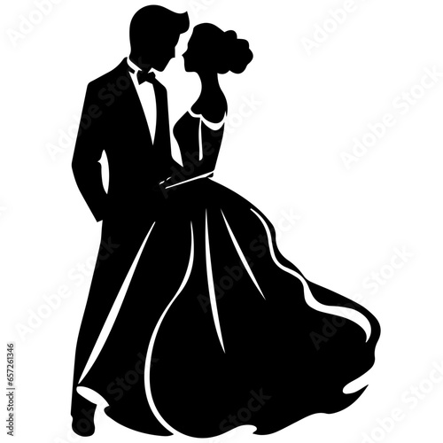 wedding couple silhouette vector template design