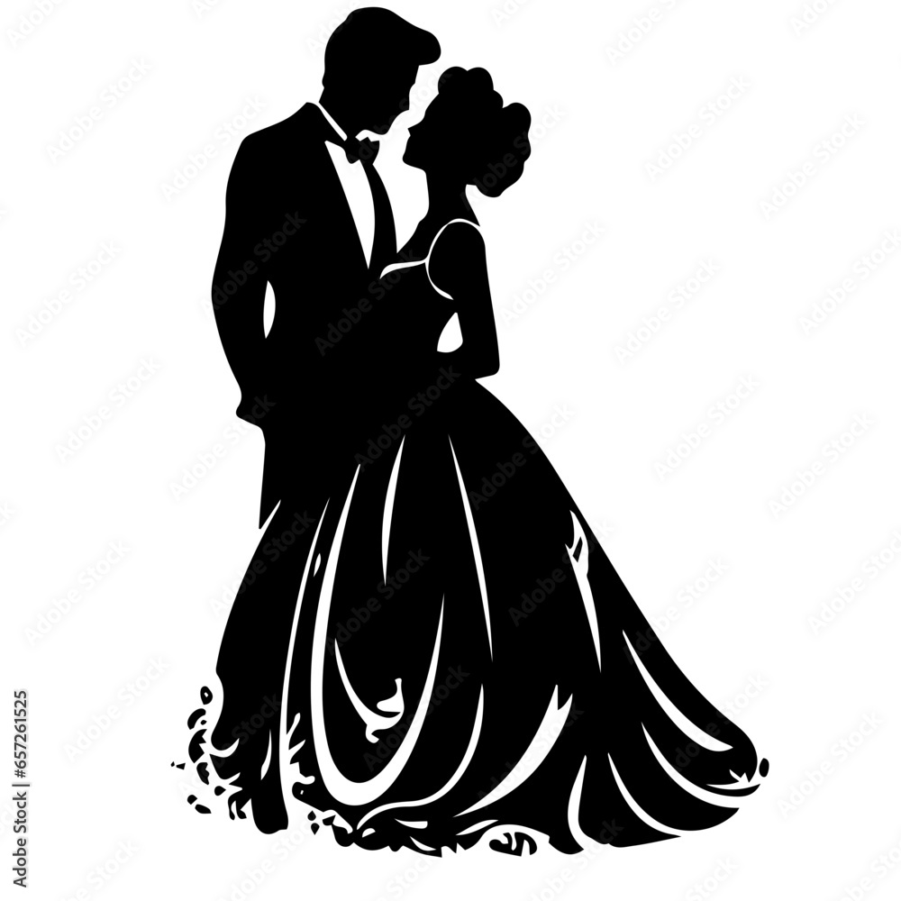 wedding couple silhouette vector template design