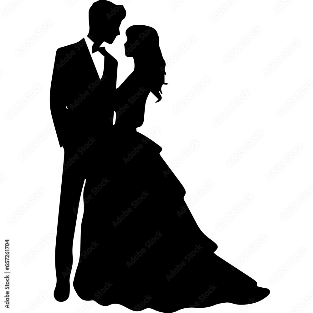 wedding couple silhouette vector template design
