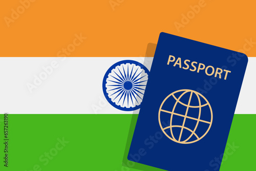 India Passport. Indian Flag Background. Vector illustration